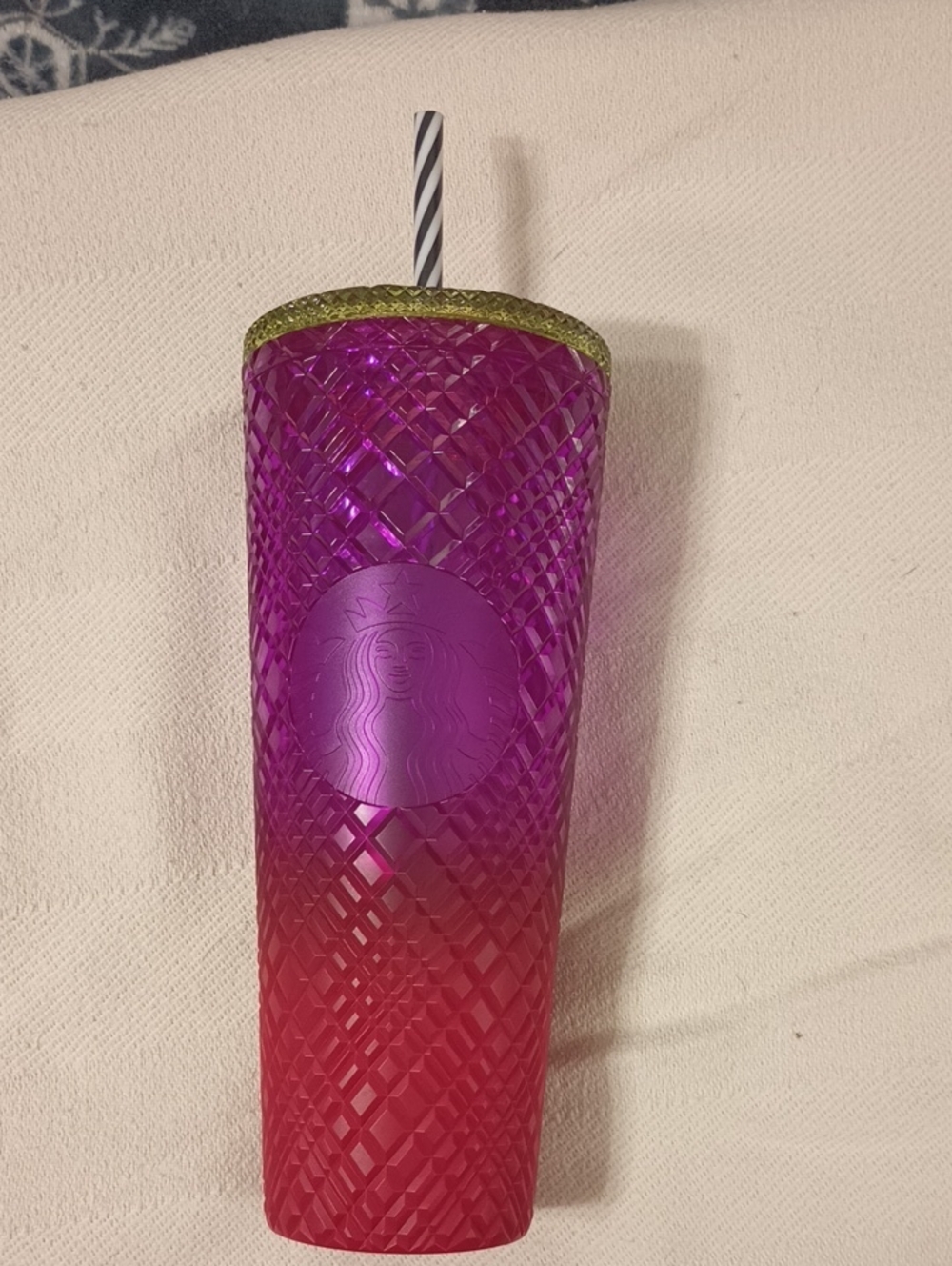 Starbucks Pink to Purple Studded Gradient Tumbler with Green Lid